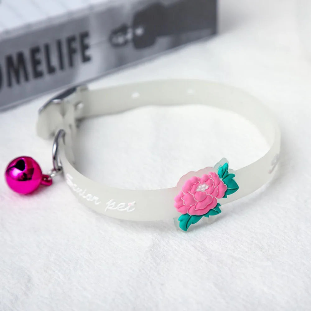 Fashion Pet Glowing Collars with Bell Glow at Night Dogs Cats Necklace Light Luminous Neck Ring Accessories for Kitten and Puppy