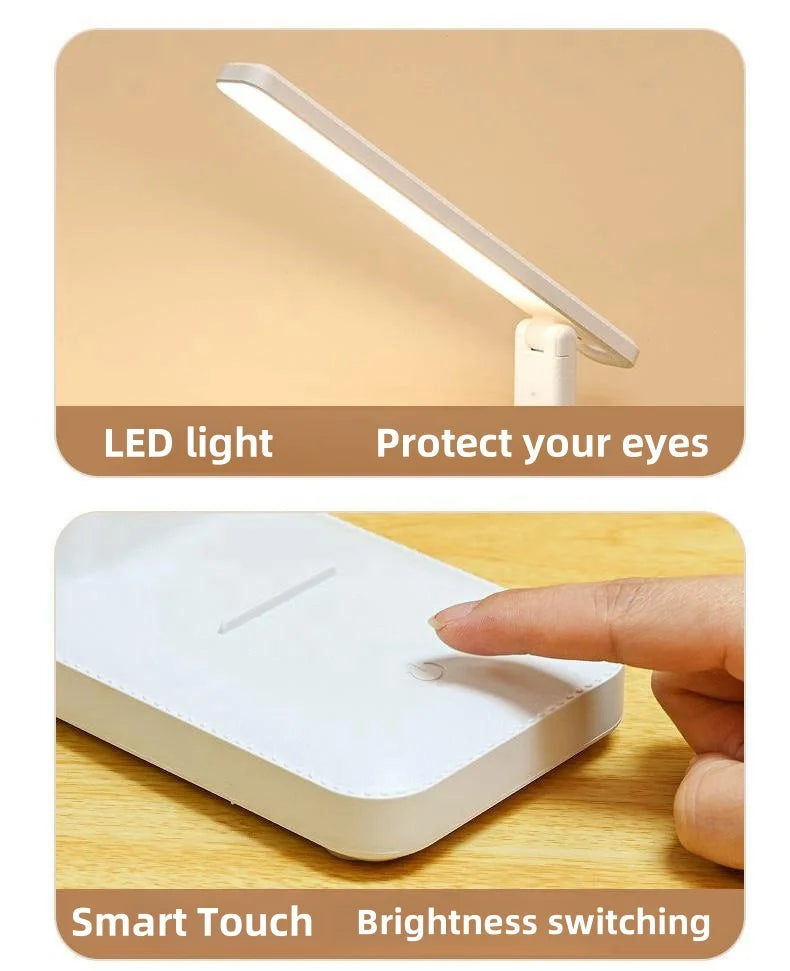 LED Table Lamp Eyes Protection Touch Dimmable LED Reading Light Student Dormitory Bedroom Reading USB Rechargable Desk Lamp