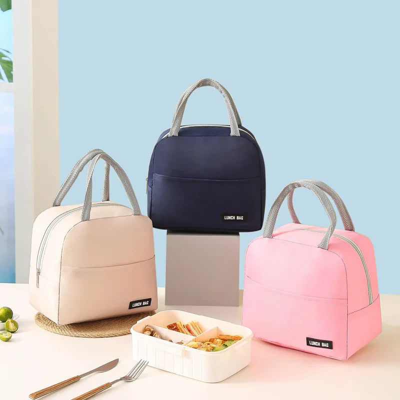 New Solid Color Twill Bento Bag Portable Thermal Bag Thickened Student Lunch Box Bag Bento Bag Meal Bag