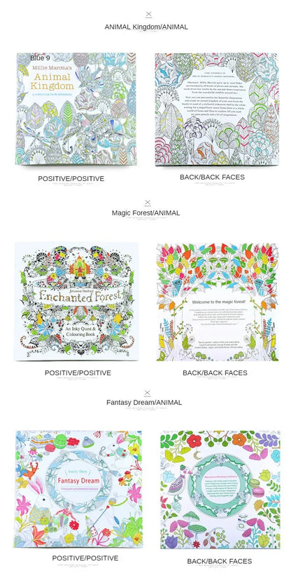 24 Pages Coloring Book for Children Adult Relieve Stress Kill Time DIY Painting Drawing Book Painting Kids Educational Toys