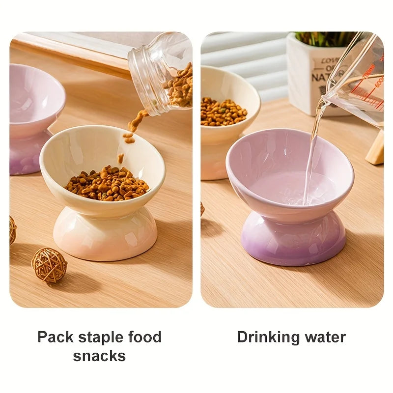 Cat bowl,Ceramic Elevated Pet Food Bowls - Perfect for Dogs and Cats - Reduces Neck Strain and Improves Digestion