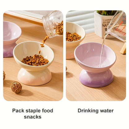 Cat bowl,Ceramic Elevated Pet Food Bowls - Perfect for Dogs and Cats - Reduces Neck Strain and Improves Digestion