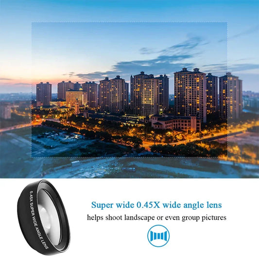 Daily Phone Camera Lens 0.45X Ultra Wide Angle + 12.5X Macro Lens Universal Clip-On Camera Lens For Most Smartphones