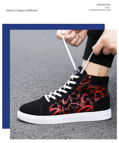Men's Sneakers Fashion High Top Canvas Shoes Autumn New Casual Shoes for Men Lace Up Platform Vulcanized Shoes Big Size48 Tenis