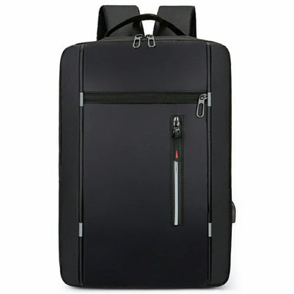 Business Laptop Backpack Men Travel Daypack Waterproof Oxford Cloth School Bag with USB Charging Port - Grey