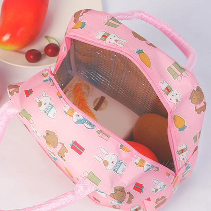 Cartoon Children's Lunch Bag Waterproof Oxford Cloth Portable Lunch Bags Tote Thermal Insulation Aluminum Film