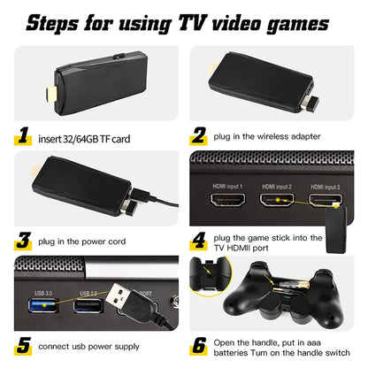 4K TV Game Stick Built-in 20000+ Games Retro Handheld Game Player NEW Video Game Console 64G 2.4G Wireless Controller Gamepad
