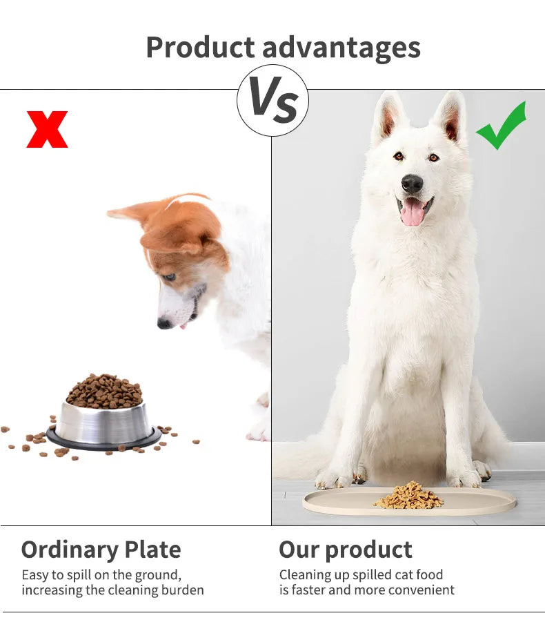 6-color available pet meal MATS, dog eating MATS, pet dog feeding MATS, silicone material, oval shape, easy to clean