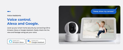 IMILAB-C21 IP Security Camera, 2.5K 360° Night Vision, Baby Monitor with App, 2-Way Audio, AI Detection, 2.4GHz WiFi