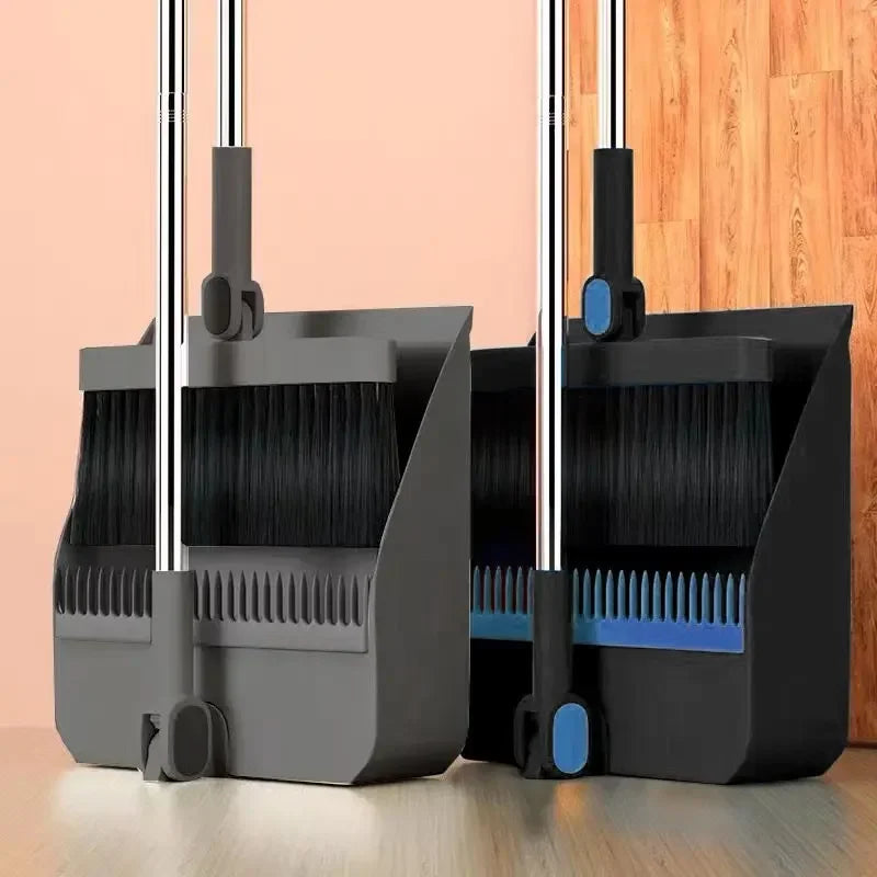 Household Broom Dustpan Combo Set Soft Bristle Broom Strips Nonstick Hair Folding Storage Not Taking Up Space