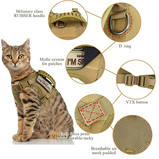 Tactical Dog Harness Small Breed Puppy Harness Cat Vest Adjustable For Military Service Dogs Accessories Training Working