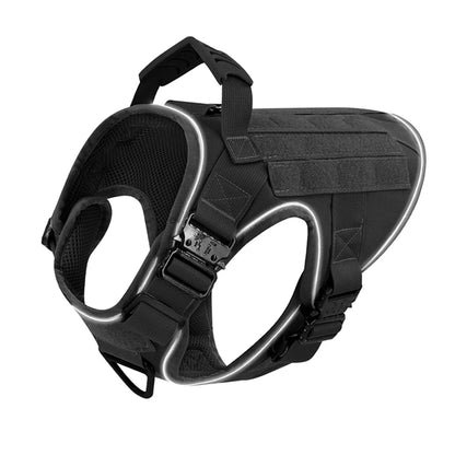 4 Metal Buckles Dog Harness Reflective Military Tactical Pet Training Walking Vest Soild Harnesses with Handle For Large Dogs