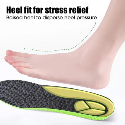 Sports Shock Absorption Insole Green PU Memory Foam Breathable Arch Support Orthopedic Shoes Pad Men Women Feet Care Shoes Pad