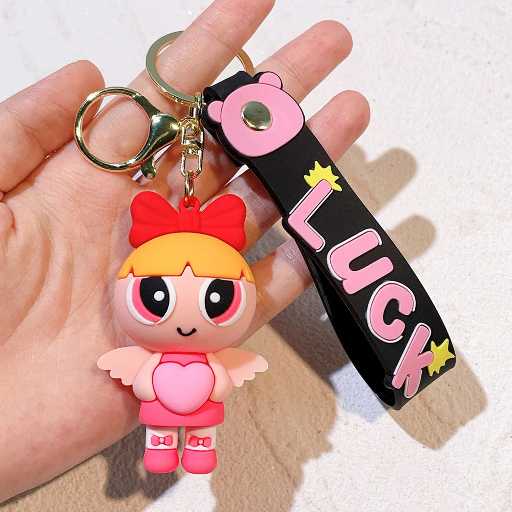malefic keychain Powerpuff Girls Creative Keychain for Women Men Fans Cartoon Cute Silicone Doll Pendant Keyring Gifts Keys Hold