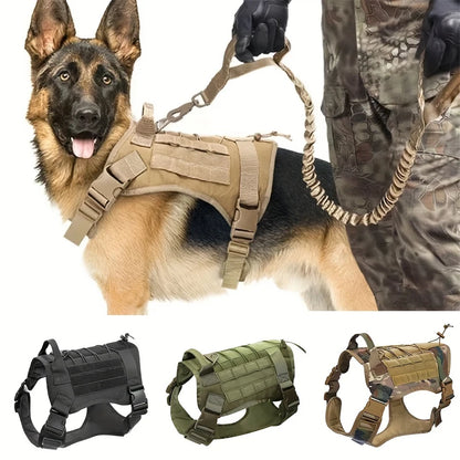 Tactical Camouflage Dog Vest Harness for Medium and Large Dogs，Easy Control and Comfortable for Hiking ，Training, and Outdoor