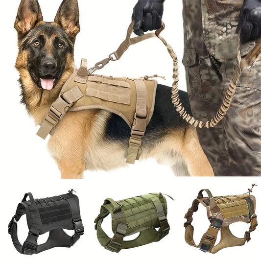 Tactical Camouflage Dog Vest Harness for Medium and Large Dogs，Easy Control and Comfortable for Hiking ，Training, and Outdoor