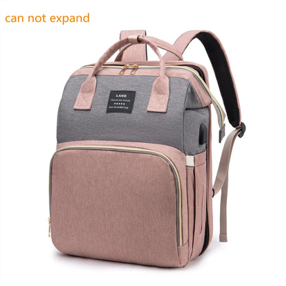 Folding Mommy Bag Lightweight Portable Folding Crib Bed Large-capacity Baby Backpack Female Mommy Outting Bag Mummy Bag
