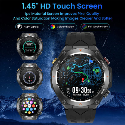 GPS Smart Watch Men Flashlight IPX8 Waterproof Compass 650mAh wireless Call Smartwatch 100+ Sports Modes Outdoor Sport Tracker