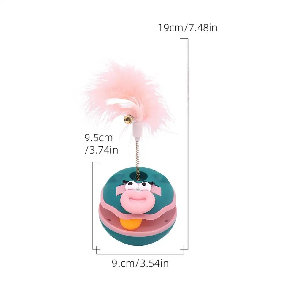 Cat Teaser Cat Interactive Toys Turntable Ball Kitten Accessories With Feather Bell Pet Supplies Enrichment Indoor Games For
