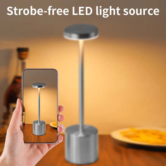 2pcs USB Rechargeable LED Desk Lamp Stepless Dimming Tricolor Touch Night Light Bedside Light Bar Hotel Decoration