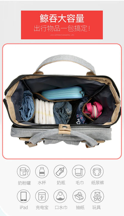 Folding Mommy Bag Multipurpose Portable Folding Crib Bed Large-capacity Baby Backpack Female Mommy Outting Bag Diaper Bags
