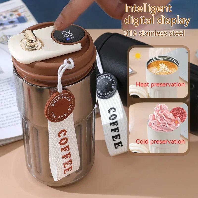 450ML Coffee Cup LED Temperature Stainless Steel Thermo Water Bottle  Display Keep Cold and Heat Thermal Mug Travel Vacuum Flask