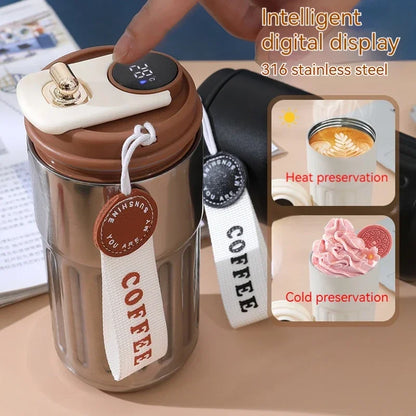 450ML Coffee Cup LED Temperature Stainless Steel Thermo Water Bottle  Display Keep Cold and Heat Thermal Mug Travel Vacuum Flask