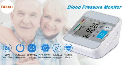Arm Blood Pressure Monitor Digital BP Meter LCD Tensiometer Cuff Portable Irregular Pulse Heart Rate Tonometer Sphygmomanometer