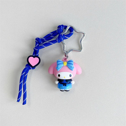 New Sanrio Kuromi 3D Keychain Kawaii Mymelody Cartoon Doll Couple Backpack Pendant Children's Birthday Toy Gift
