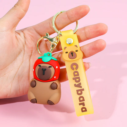 Cartoon Capybara keychain, creative toy keychain bag, fashionable car keychain, exquisite couple backpack pendant