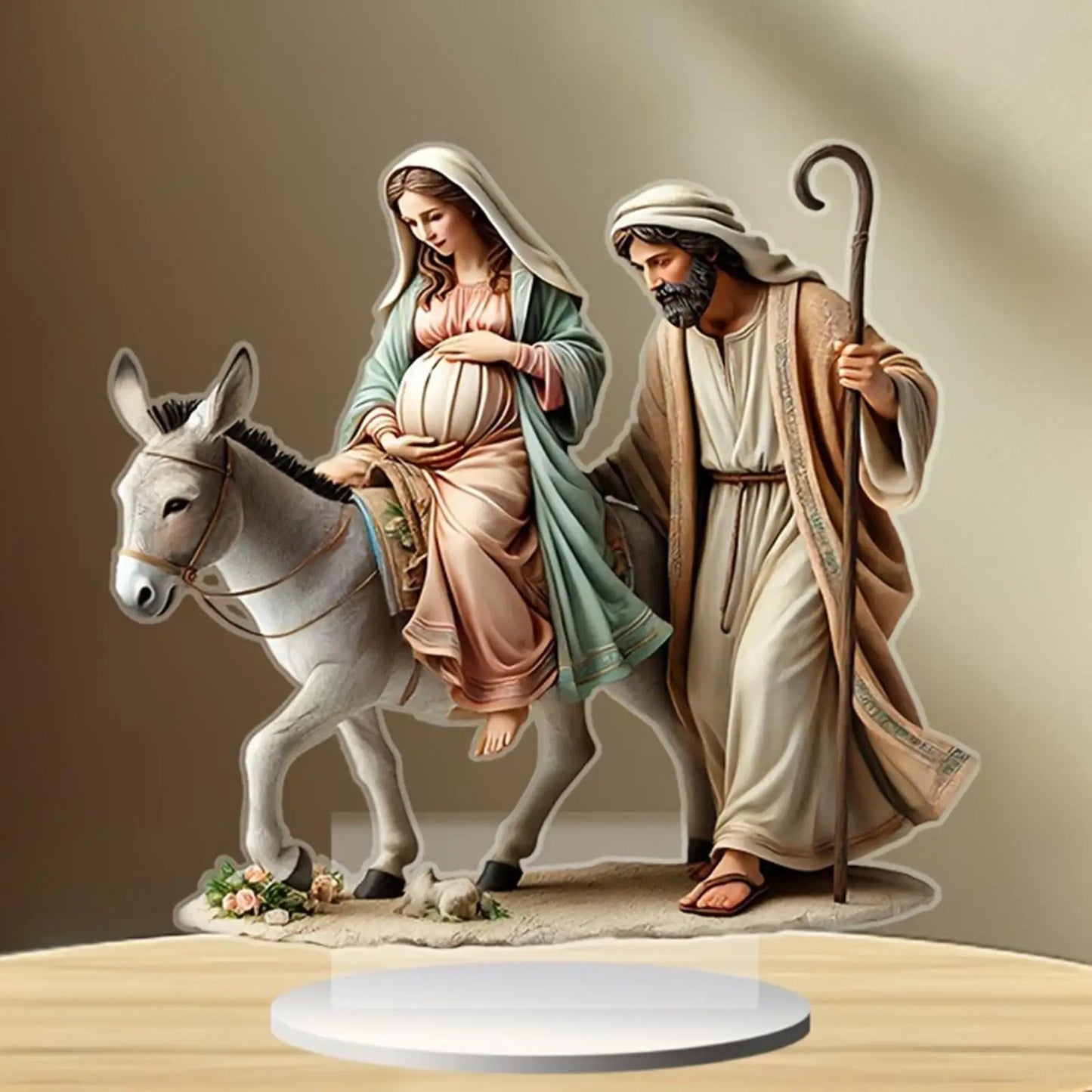 Jesus Nativity Statue Traditional Lightweight Multifunctional 2D Flat Acrylic Ornament for Gifts Friends Office Family Tabletop