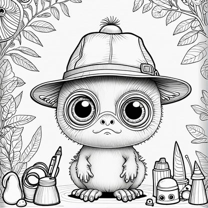 20 Page Adorable Fantasy Creatures Coloring Book For Adults And Teens Featuring Cartoon Cute Creatures Graffiti Painting Drawing