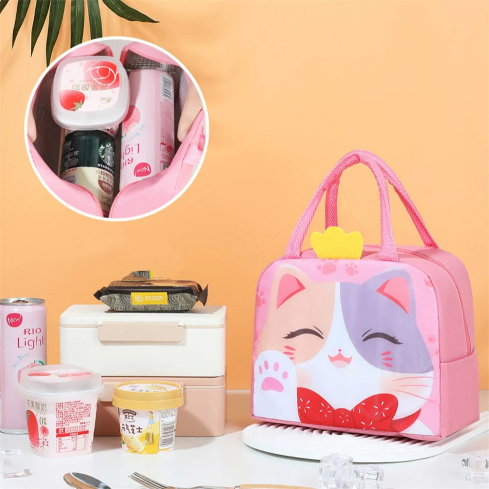 Cartoon Animals Children's Lunch Bag Portable Cartoon Handbag Thickened Insulation Fresh Refrigerated Bag Children's Bag