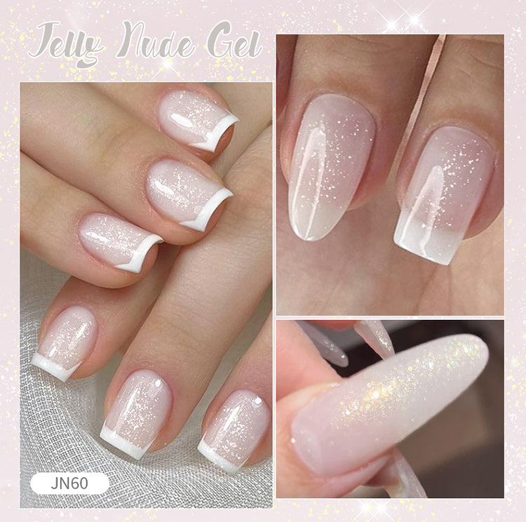 BORN PRETTY 10ml Wine Red Glitter Jelly Nude Gel Nail Polish Soak Off Translucent Color UV Light Cure for Nail Art DIY at Home