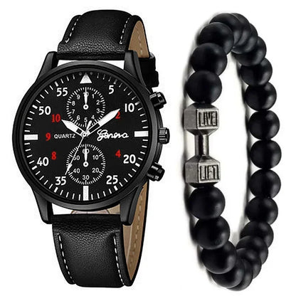 4/2/1pcs Men Sports Watches Set Man Business Quartz Wristwatch Luxury Brown Leather Bracelet Men Casual Clock Watch（NO Box）