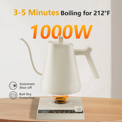 600ml Gooseneck Electric Kettle Hand Brew Coffee Pot Temperature Control Smart Tea Pot Rapid Heating Kettle 220V