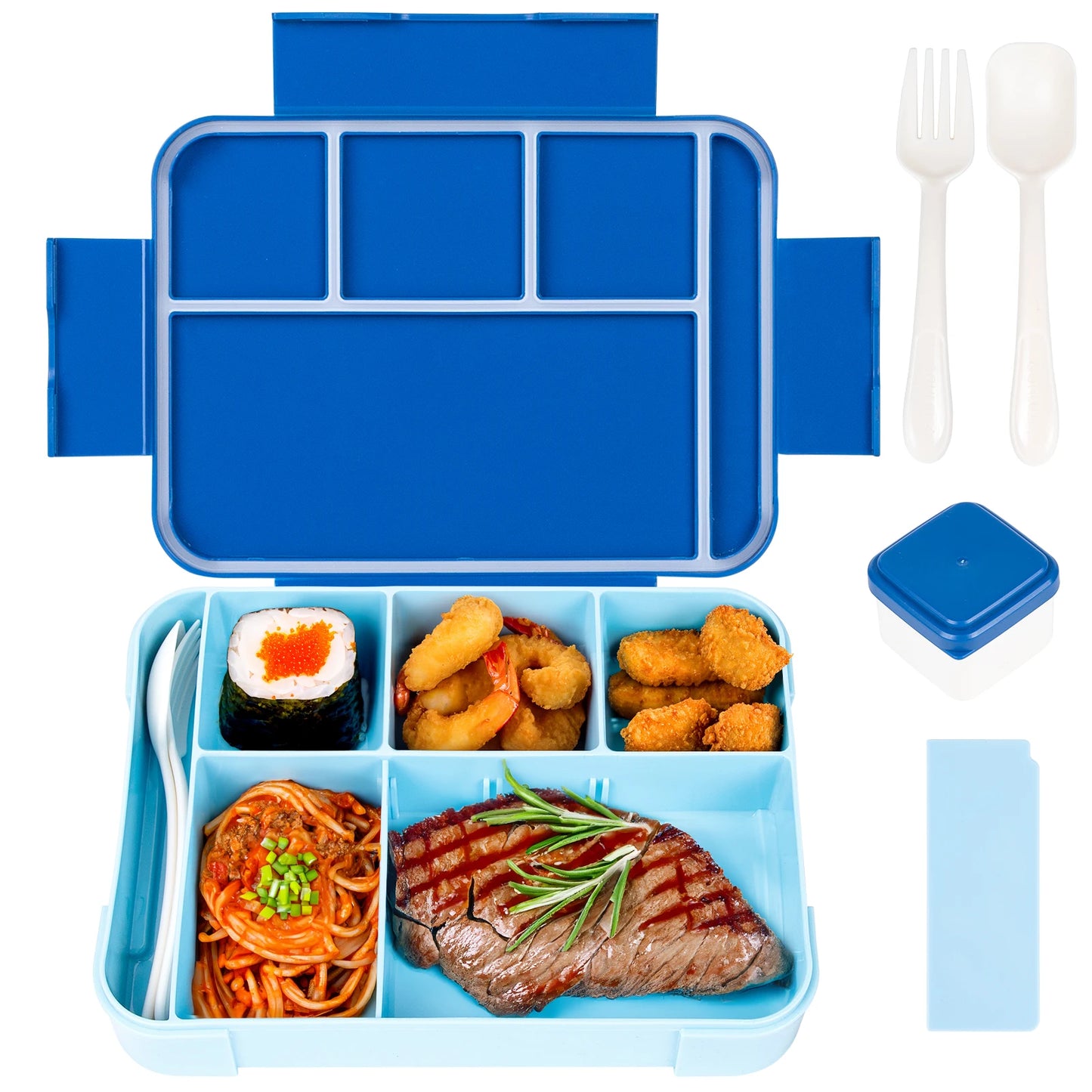 1330ML Lunch Box Adult Bento Boxes Food Containers with 6 Compartment and Tableware For Snack Work School Microwave Oven Heating
