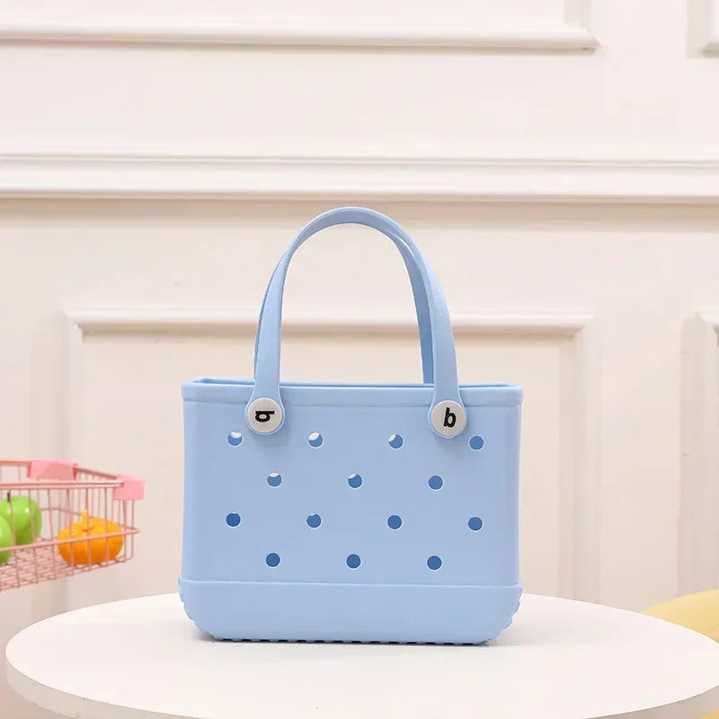 Waterproof Summer Storage Basket Mini Kid Beach Bogg Bag Women Shopping Bag Picnic Rubber Jelly Tote Bogg Bag Kid Purses
