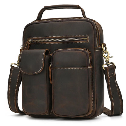 Newsbirds Leather Shoulder Bag Vintage Style Crossbody Bag Books School Bag Of Men Male Daily Messenger Bag Crazy Horse Skin