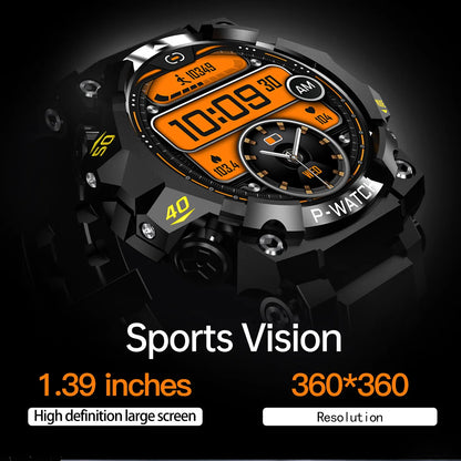 Outdoor Sport Smart Watch LED Flashlight Health Monitor Bracelet Bluetooth Make Answer Call Waterproof Men Military Smartwatch