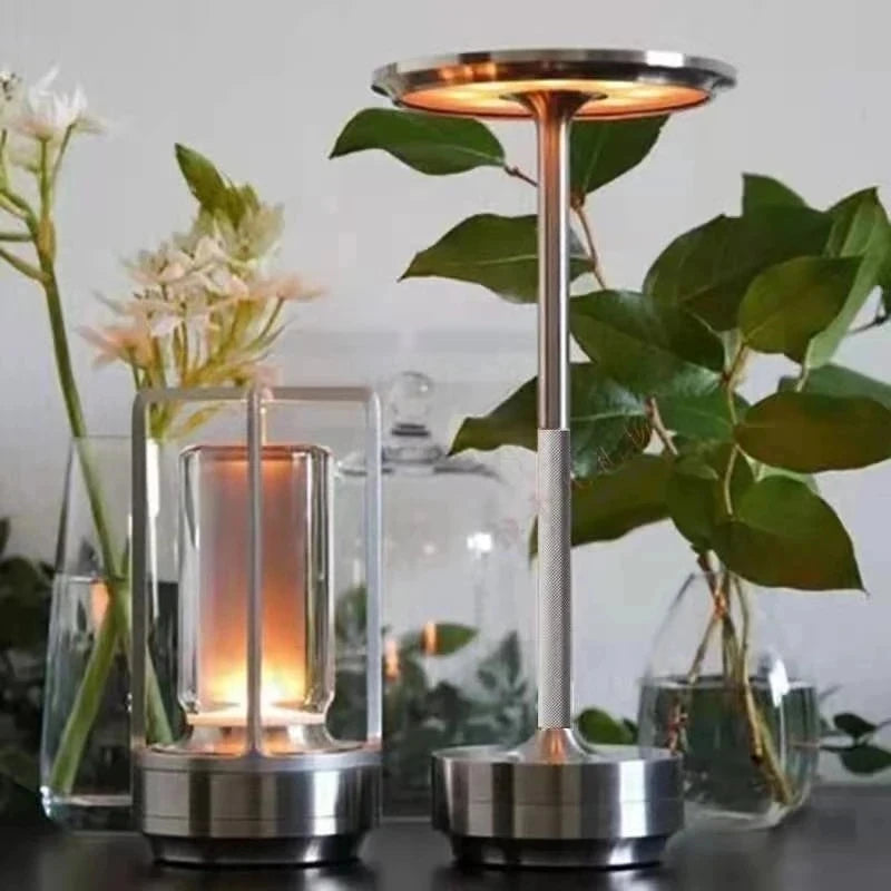 USB Charging Table Lamp Aluminum Restaurant Bar Desk Lamp Dimming Atmosphere USB Charging Touch Switch Decoration