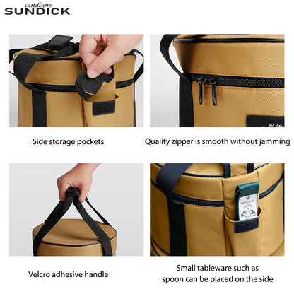 9/14L Dinnerware Organizers Oxford Cloth Pot Storage Bucket Bags Waterproof Camp Bowl Cups Container Cases Bearing 7kg Daily Use