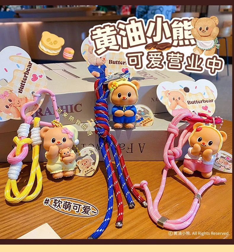 Cartoon Butter Bear Keychain Pendant Cute Fashion Doll Creative Car Keychain Ring Luggage Accessories Gift for Children