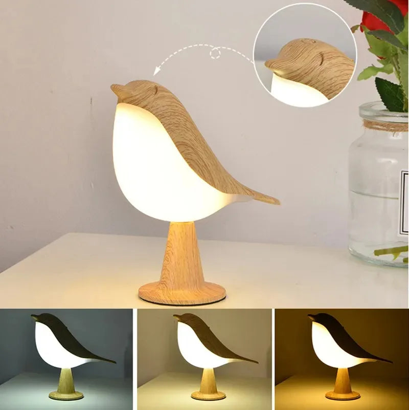 Modern Night Light Touch Control Bedroom Table Reading Lamp Home Tool Cute Small Bird Shape Protect Sleeping Creative Atmosphere