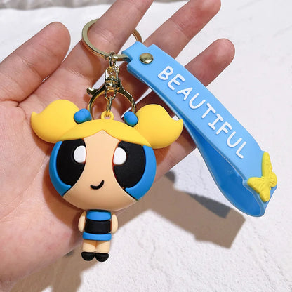 malefic keychain Powerpuff Girls Creative Keychain for Women Men Fans Cartoon Cute Silicone Doll Pendant Keyring Gifts Keys Hold