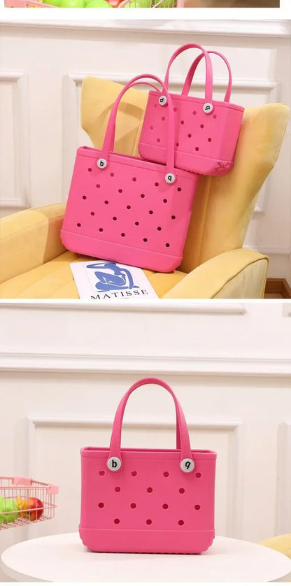 Waterproof Summer Storage Basket Mini Kid Beach Bogg Bag Women Shopping Bag Picnic Rubber Jelly Tote Bogg Bag Kid Purses