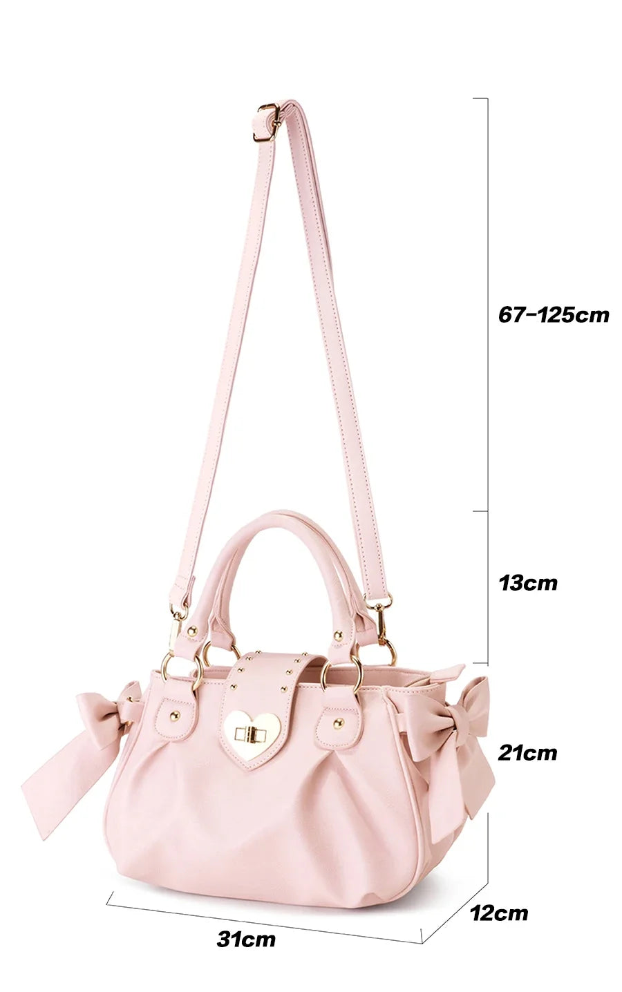 Sweet Bow Lolita Pink Hand Bag Purse Women Harajuku Love Heart Soft Crossbody Bag Lady Kawaii Large Capacity Shoulder Bag Female