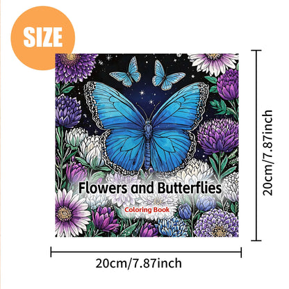 Flowers and Butterflies Coloring Book For Adult Relieve Stress Kill Time Graffiti Painting Drawing Art Books Perfect Gift