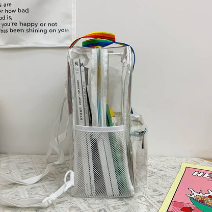 Transparent PVC Outdoor Sports Fitness Knapsack Casual Travel Visible Backpack Large Capacity Waterproof Top-Handle SchoolBag