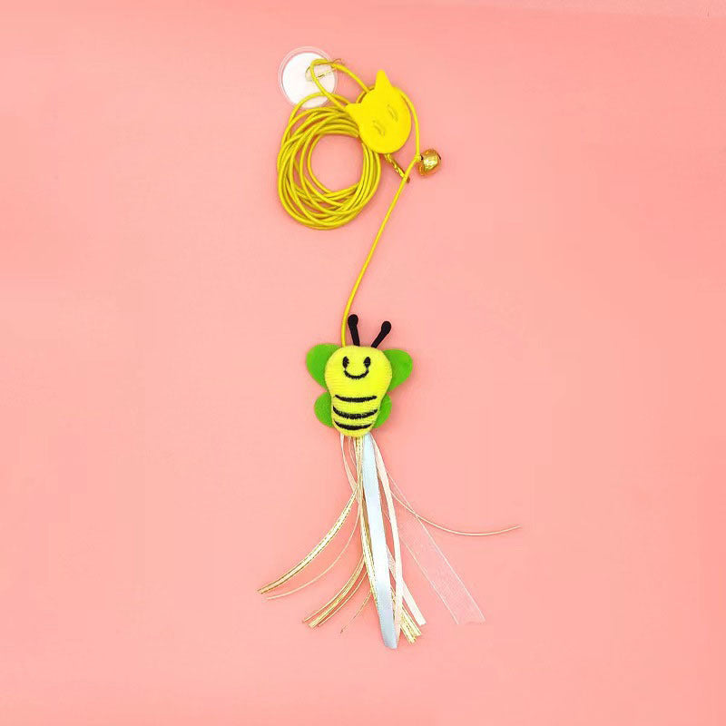 Pet Cat Toys Funny Stick Kitten Self -hi Elastic Rope Dragonfly Shape Feather Bell Teasing Stick Hanging Swing Thousands